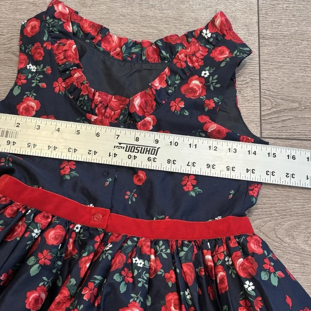 Janie and Jack x American Girl Navy Blue Rose Print Dress Size 12 Dress Like Me